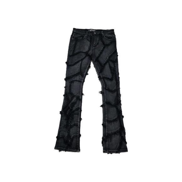 Vicious Other - Vicious Men's Black Distressed Web Detail Cotton Jeans Size 34